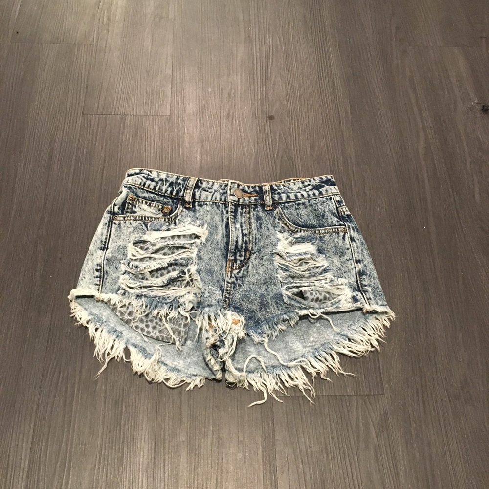 Ripped jean shorts